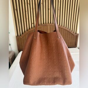 **SOLD**  Carolina Herrera embossed leather tote